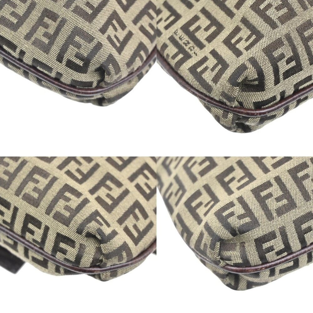 FENDI Logo Zucchino Zucca Pattern Shoulder Bag Canvas Leather Brow Italy 82KB966 - Picture 8 of 16